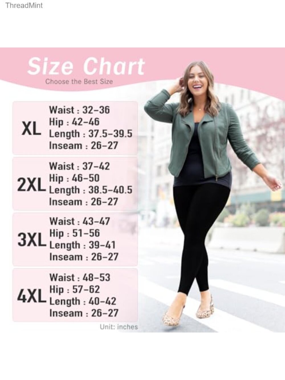 3 Pack Plus Size High Waisted Tummy Control Leggings with Pockets - Picture 5 of 6